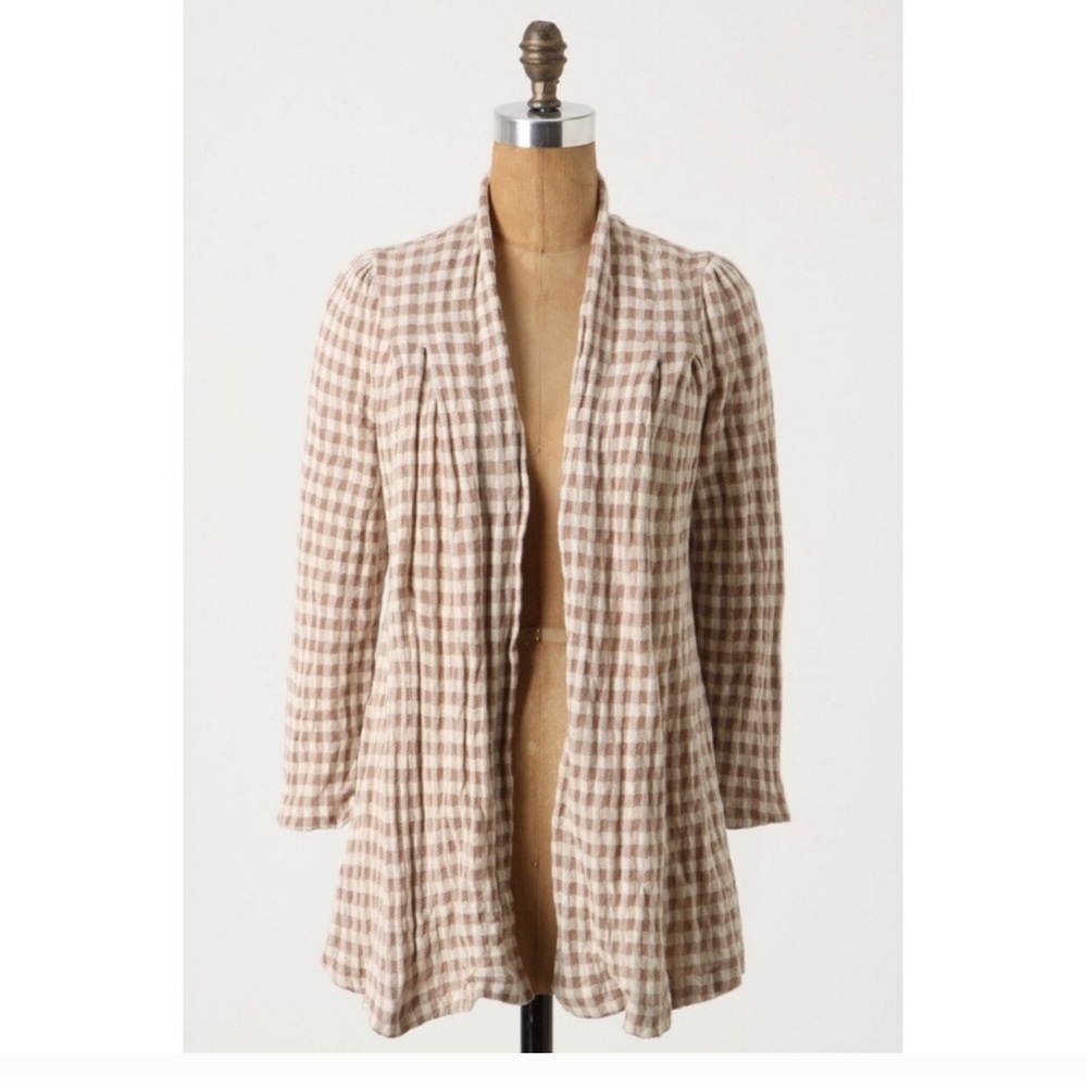 Anthropologie Knitted & Knotted Gingham Cardigan
